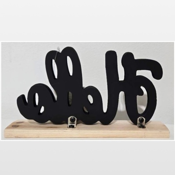 New Room & Retreat Word Art Hello Home Sign Black & White Décor Sitter Wood NWT - Picture 7 of 12